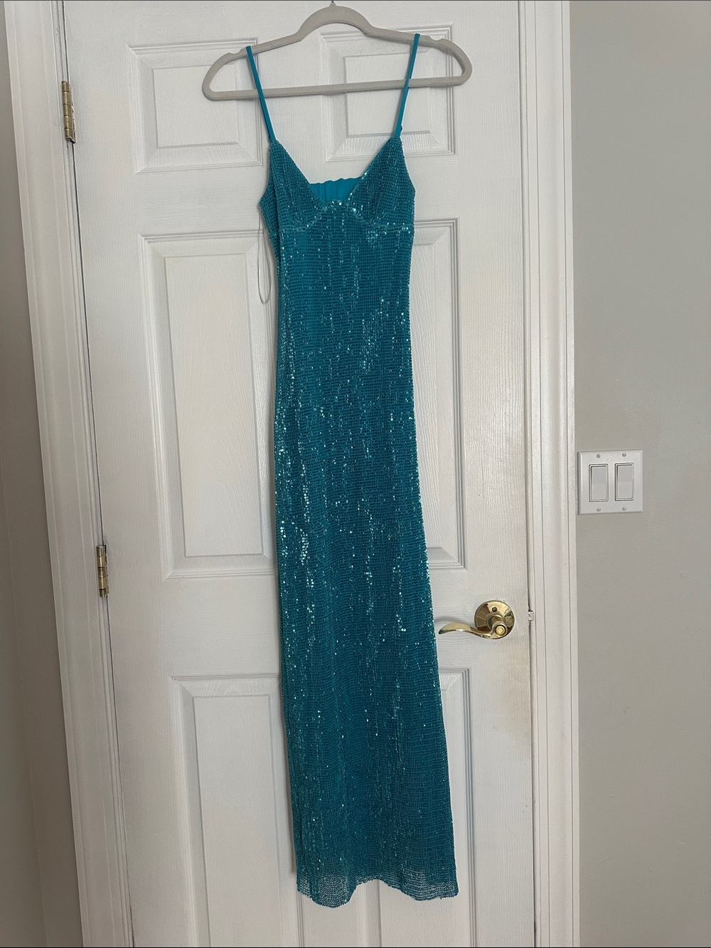Hello Molly Teal Sequin Maxi Dress
